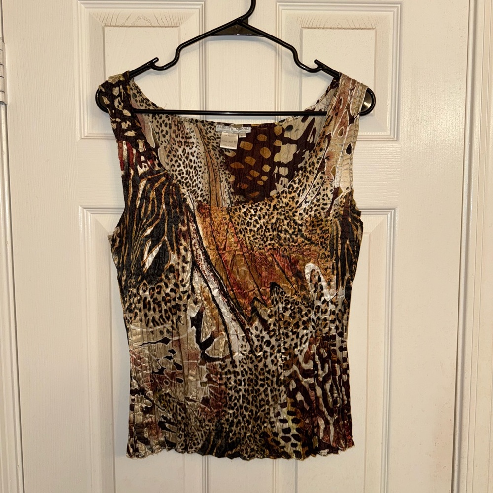 Alberto Makali - Animal Print Sleeveless Top - XL